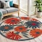Homeroots 5' Ivory Blue And Orange Round Floral Indoor Outdoor Area Rug 548147 - alternate 6