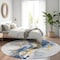 Homeroots 8' Blue And Gold Round Abstract Washable Indoor Outdoor Area Rug 611302 - alternate 5