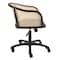 Homeroots Beige and Black Solid Wood Steel And Cane Rattan Adjustable Swivel Rolling Office Chair 558361 - alternate 6