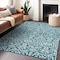 Homeroots 8' X 10' Teal Blue And Ivory Damask Washable Indoor Outdoor Area Rug 595196 - alternate 5