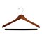 Nahanco 17in Walnut Gloss Wooden Concave Extra Thick Suit Hanger w/ Flocked Bar and Chrome Hook, 40PK 2017CHFB - alternate 1