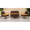 Homeroots Four Piece Outdoor Dark Brown Wicker Sofa Seating Group with Orange Cushions 558552 - alternate 1