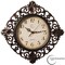 Clockswise 11in Classic Hanging Wall Clock with Ornate Floral Scroll Frame in Vintage Distressed Finish, Brown QI004932 - alternate 1