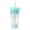 Gibson Home Tropical Sway Orleans 6Pc 24 Oz Double Wall Plastic Tumbler Set with Lid & Straw in Blue 136419.01 - alternate 5