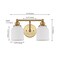 Jonathan Y Lydia 14" 2-Light Farmhouse Cottage Metal LED Vanity Light with Frosted Glass Shades, Brass Gold JYL7550B - alternate 5
