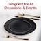 Smarty Had A Party 10.25" Black with Gold Rim Organic Round Disposable Plastic Dinner Plates (120 Plates), 120PK 930BG-CASE - alternate 9