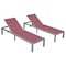 Leisuremod Marlin Patio Chaise Lounge Chair with Grey Aluminum Frame, Burgundy, 2PK MLGR-77BRG2 - alternate 1