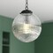 Vaxcel Linden 1-Light Matte Black Globe Pendant Light with Clear Ribbed Glass Shade Art Deco P0456 - alternate 9