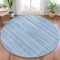 Homeroots 8' Sky Blue And Ivory Round Striped Washable Indoor Outdoor Area Rug 631517 - alternate 5