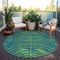 Homeroots 8' Green And Teal Blue Round Animal Print Washable Indoor Outdoor Area Rug 600674 - alternate 7