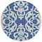 Homeroots 8' Navy Blue And Ivory Round Damask Washable Indoor Outdoor Area Rug 614445 - alternate 5