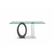 Homeroots 63" Clear Gray and White Glass And Metal Double Pedestal Base Dining Table 383830 - alternate 1