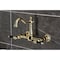 Kingston Brass Two-Handle Wall Mount Bridge Kitchen Faucet, Polished Brass KS1262PKL - alternate 3