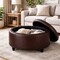 Niche Knight 28 in Large Round Pintucked Storage Ottoman with Lift off lid - Brown Faux Leather N6270TF - alternate 3