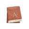 Homeroots 55" X 70" Terra Cotta White Herringbone Cotton Blend A Initial Throw Blanket w/ Tassels Embroidery 680598 - alternate 3
