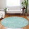 Homeroots 8' Turquoise And Teal Blue Round Abstract Washable Indoor Outdoor Area Rug 588800 - alternate 2