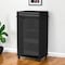 Homeroots 22" Black And Clear Wood And Glass Rolling Bar Cart 535107 - alternate 1