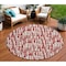 Homeroots 8' Red And Ivory Round Abstract Washable Indoor Outdoor Area Rug 602517 - alternate 1