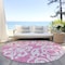 Homeroots 8' Blush And Ivory Round Damask Washable Indoor Outdoor Area Rug 614415 - alternate 4
