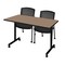Regency Kobe Mobile T-Base Training Seminar Table W/ 2 Knight Mesh Chairs, 48 in W, 24 in L, Noble Oak MKTRCC4824NO56CBK - alternate 1