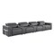 Homeroots 166" Dark Gray Top Grain Leather Reclining Metal USB Sofa 720376 - alternate 3