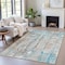 Homeroots 9' X 12' Teal Blue And Ivory Abstract Washable Indoor Outdoor Area Rug 632147 - alternate 5