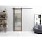 Sartodoors Slab Barn Door Panel Frosted Glass Grey 18x96 Solid Core Modern Interior QUADRO4002S-NEB-1896 - alternate 5