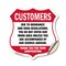 Signmission Restricted Area Shield Sign Customers Du, 18 Inch X 18 Inch, Vinyl Decal SHI-D-18-458 - alternate 1