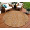 Homeroots 8' Terra Cotta Beige And Gray Round Oriental Washable Indoor Outdoor Area Rug 582142 - alternate 1