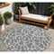 Homeroots 8' Gray And Ivory Round Geometric Washable Indoor Outdoor Area Rug 599288 - alternate 1