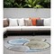 Homeroots 8' Round Blue Gold and Gray Round Faux Bois Washable Non Skid Indoor Outdoor Area Rug 564406 - alternate 1
