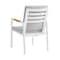 Armen Living Crown White Aluminum and Teak Outdoor Dining Chair with Light Gray Fabric - Set of 2 LCCRCHWH - alternate 6