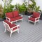 Leisuremod Walbrooke 3-Piece Outdoor Patio Set, White Aluminum Frame & Removable Cushions, Red WW-57-31R - alternate 5