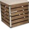Homeroots Set Of 2 Square Brown Linen Fabric And Wood Slats Storage Benches 379837 - alternate 6