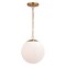 Vaxcel Linden 1L Gold Brass Mid-Century Modern Pendant Light White Globe Glass P0414 - alternate 1