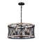 Vaxcel Bremerton 5 Light Black and Wood Cage Drum Chandelier H0207 - alternate 1