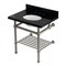 Kingston Brass 30-Inch Black Granite Console Sink with Brass Legs and Shelf, 8-Inch, 3-Hole KVPK3030KBB8 - alternate 1