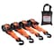 Mytee Products 1in x 12ft Auto Re-Tractable Ratchet Straps with Zinc Coated S hook - Orange RS112R-OR4PK - alternate 1
