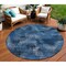 Homeroots 8' Navy Blue And Sky Blue Round Abstract Washable Indoor Outdoor Area Rug 587124 - alternate 1