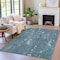 Homeroots 3' X 5' Teal Blue And Ivory Abstract Washable Indoor Outdoor Area Rug 631185 - alternate 6