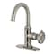 Kingston Brass One-Handle Single-Hole Bathroom Faucet with Deck Plate and Push Pop-Up Drain, Brushed Nickel KSD2218RX - alternate 1
