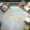 Homeroots 8' Teal Blue Aqua And Ivory Round Geometric Washable Indoor Outdoor Area Rug 613875 - alternate 6