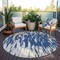 Homeroots 8' Navy Blue And Ivory Round Abstract Washable Indoor Outdoor Area Rug 612685 - alternate 8