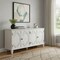 Homeroots 66in White Wood Carved Geometric Accent Cabinet With Four Doors 691656 - alternate 2