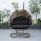 Leisuremod Mendoza Dark Brown Wicker Hanging 2 person Egg Swing Chair with Dark Grey Cushions MSCDBR-53DGR - alternate 4