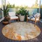 Homeroots 8' Orange And Ivory Round Abstract Washable Indoor Outdoor Area Rug 612342 - alternate 5