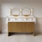 James Martin Vanities Hudson 60" Dbl Vanity, Honey Oak w/ Sgl Hole 3 CM White Zeus Silestone Top and Matching Backsplash 435-V60D-HNO-1WZ - alternate 8