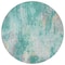 Homeroots 8' Teal Blue Peach And Ivory Round Abstract Washable Indoor Outdoor Area Rug 615886 - alternate 6
