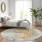 Homeroots 8' Linen Teal Blue And Copper Round Abstract Washable Indoor Outdoor Area Rug 605520 - alternate 5