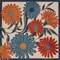 Homeroots 5' Ivory Blue And Orange Square Floral Indoor Outdoor Area Rug 545027 - alternate 5